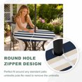 thumbnail image 4 of Round Outdoor Tablecloth with Umbrella Hole and Zipper, Khaki Navy Blue Striped Tablecloth with Elastic Waterproof, Farmhouse Abstract Lines Art Patio Table Covers for 55" - 60" Picnic Pool Tables, 4 of 9