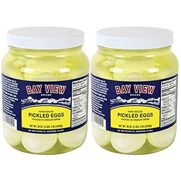 Bay View Brand Pickled Eggs 64 Ounce Plastic Jars Original Flavor Bar