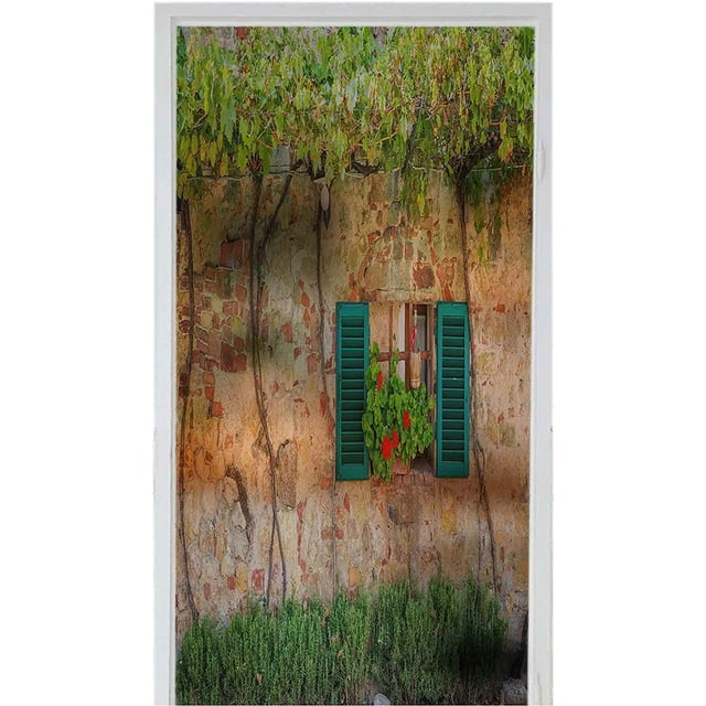 Self Adhesive Film Static Cling Window Sticker for Bathroom Beautiful Window Decorated with Flowers in Italy 17.7" x 78.7" Heat Control Toning Decorative Films