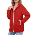 thumbnail image 2 of Comdrip Veste Légère pour Femmes! Veste Chaude Coupe-Vent Imperméable à Blocs de Couleur pour Femmes, Coupe-Vent d'Extérieur, Veste de Randonnée, Veste de Randonnée pour Femmes Légère Rouge 3TG, 2 of 5