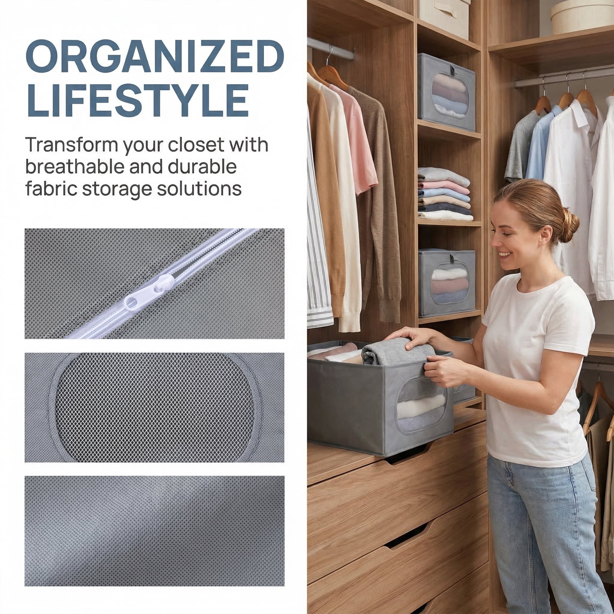 Unique Bargains Fabric Storage Bin With Bottom Dark Grey 15.7*9.8*7.9in