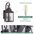 thumbnail image 2 of 23" 2-Pack Outdoor Wall Lantern Sconces, Vintage Black Metal Exterior Lighting Fixtures with Clear Seeded Glass for Porch, Patio, Garden (Bulbs Not Included), 2 of 10