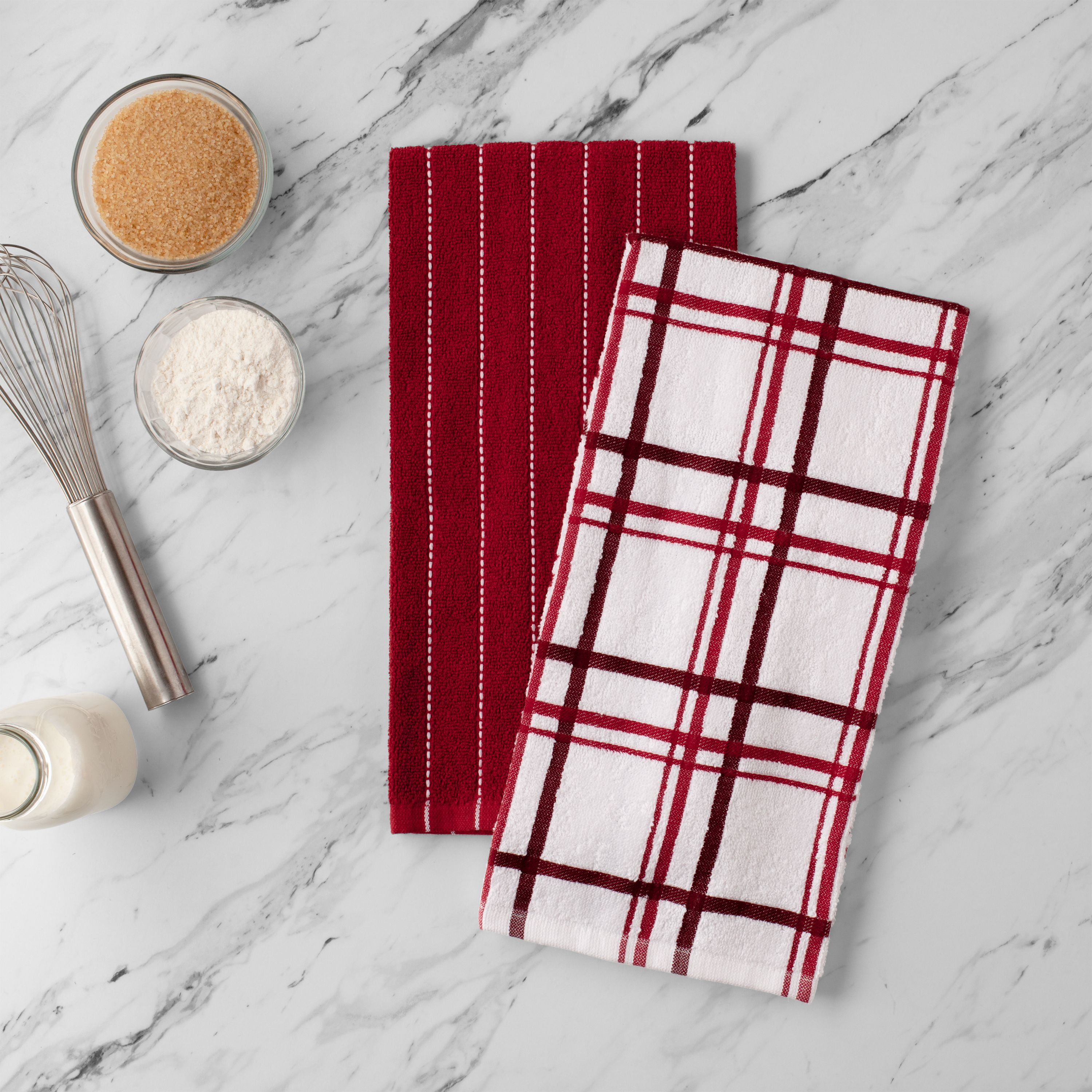  Glynniss Red Kitchen Towels and Dishcloths Set, Dish