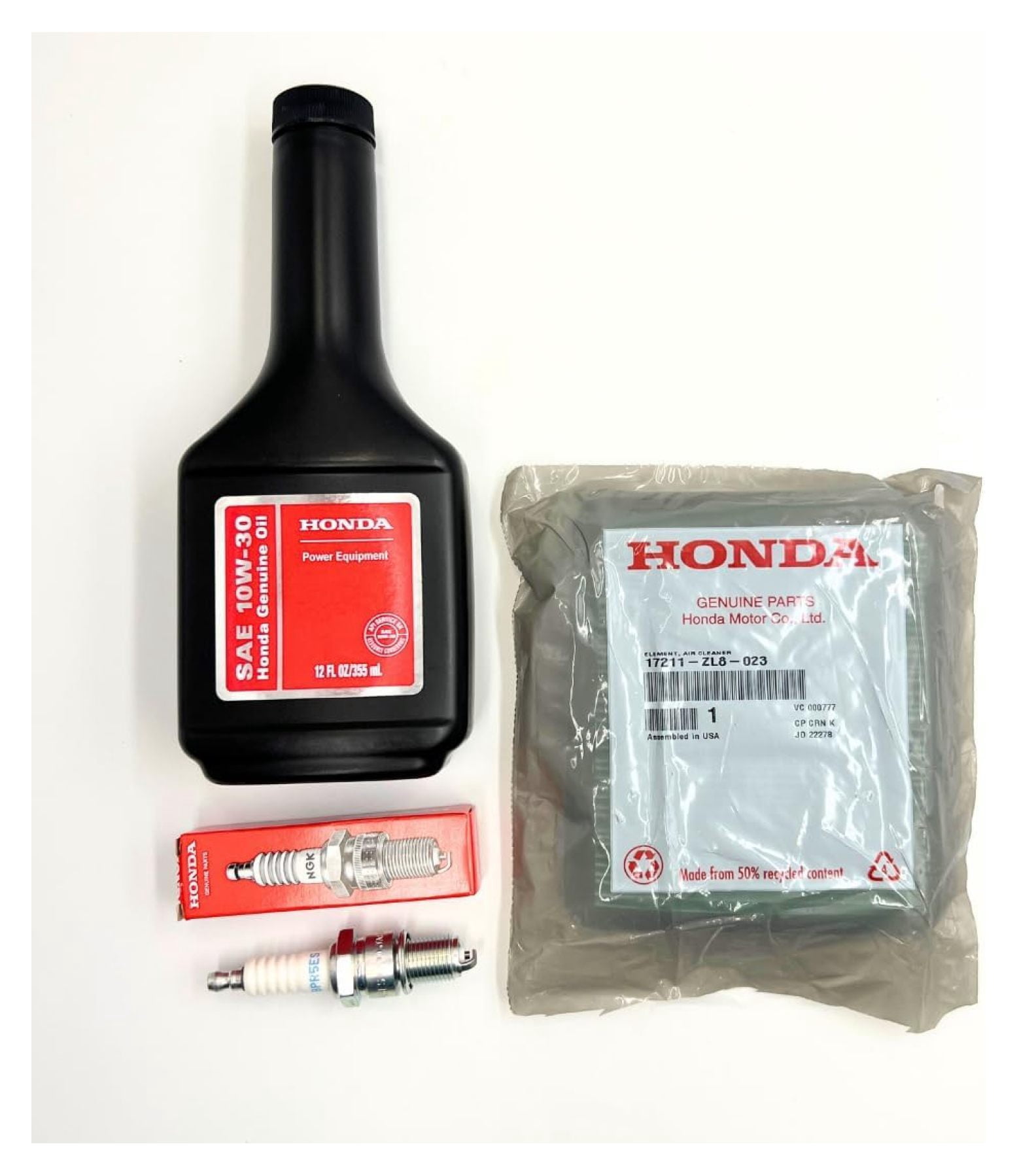 Genuine Tune up kit for GCV135 GC160 GCV160 GCV190 GC135 Lawn Mower HRR216 HRC216 HRT216 HRX217 F220 WN20 w/Motor Oil Genuine 17211-ZL8-023 Air Filter Plug 98079-55846