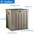 thumbnail image 3 of Dextrus Outdoor Lockable 51 Gallon Resin Deck Box, Side Handles, Light Brown, 3 of 5