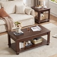 thumbnail image 6 of Leyaoyao 3-Piece Coffee Table Set with Open Shelf, Rustic Farmhouse End Table Set, Wood Furniture Set for Living Room, Walnut, 6 of 7