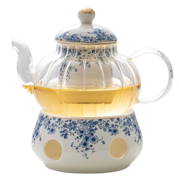Ceramic Flower Teapot, Glass Tea Set, Hand-painted Porcelain Teapot, Tea Pot with Lid, for Coffee Milk Tea Flower and Fruit Tea