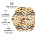 thumbnail image 4 of Kll Hexagon Drink Coasters Set Of 4,Pu Leather Absorbent Coasters Set Decorative Coffee Cup Coasters Housewarming Gift For Home Decor-Mushrooms And Rainbows Peace, 4 of 9