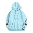 thumbnail image 4 of Women's Fashion Casual Comfortable Round Neck Hooded Long Sleeve Christmas Print Warm Sweatshirt for Holiday Wear and Winter Season Comfort,Light Blue,S, 4 of 6