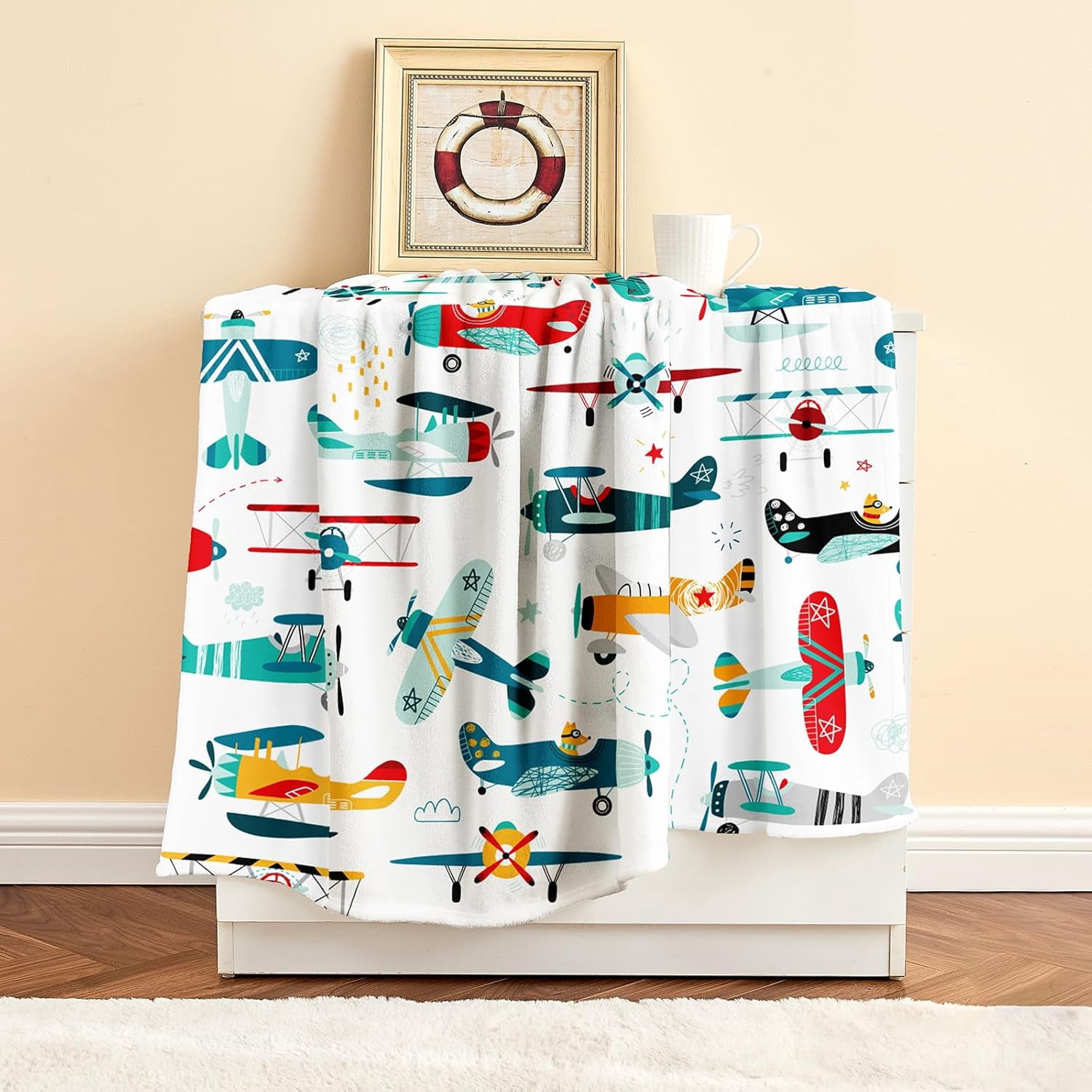 Airplane Blanket for Boys Soft Fleece Cute Aircraft Blanket for Couch Sofa Bedroom Fuzzy Flannel Blankets Birthday for Kids Boys 50"x60"