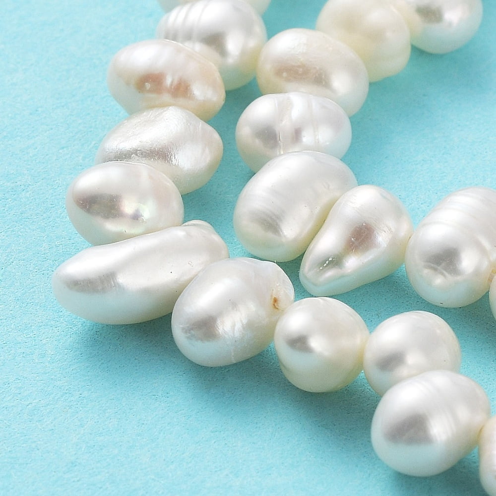 Natural Cultured Freshwater Pearl Beads Strands Rice Seashell Color 6.5~8x5~5.5mm Hole: 0.5mm 72pcs/strand 13.82''(35.1cm)