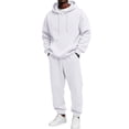 thumbnail image 3 of CCRFTGI Men's Sweatsuit 2 Pieces Set Hoodie Sweatshirt & Sweatpants Set Casual Jogging Suits for Men White S, 3 of 6