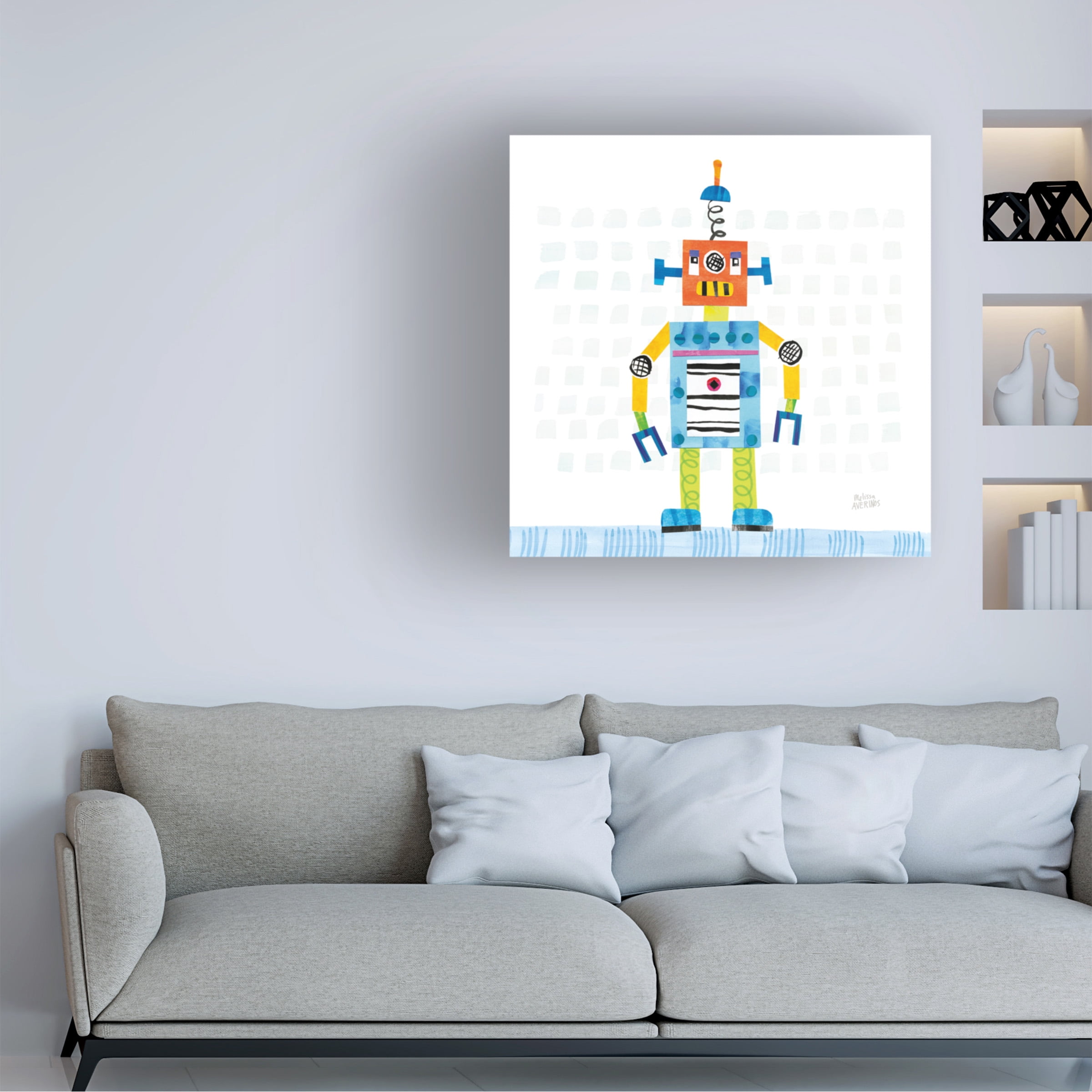 Melissa Averinos 'Robot Party II on Squares' Canvas Art