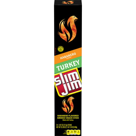 Slim Jim Turkey Snack-Sized Smoked Meat Stick, Habanero Flavor, .97 Oz. (Best Size Of Turkey)