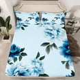 thumbnail image 2 of Feelyou Blue Fashion Flower Queen Sheet Sets, Watercolor Floral Flat Sheet, Teens Adult Women Girls Queen Fitted Sheet, Luxury Bedroom Decor, 4 Pieces, 2 of 7