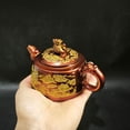 thumbnail image 2 of Yixing Zisha Teapot Gongfu Purple Clay Oolong Tea Set Gilded Dragon Turtle Pavilion Landscape Cloud Calligraphy Engraved Relief, 2 of 6