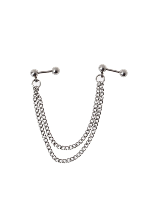 Creative Punk Double Ear Pierced Chain Earrings Gift for Valentines Day Birthday