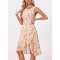 thumbnail image 5 of DARING DIVA Women's Summer Wrap Round Neck Keyhole Back Dresses XS Apricot, 5 of 8