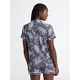 thumbnail image 4 of Joyspun Women’s Dreamy Soft Collection Notch Collar Knit Top and Boxer Shorts Pajama Set, Sizes XS-3X, 4 of 6
