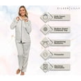 thumbnail image 4 of Silver Lilly - Striped Women's Pajama Set -Soft Button-Up Fleece Jammies - Comfortable PJ Sleepwear - Grey - Large, 4 of 6