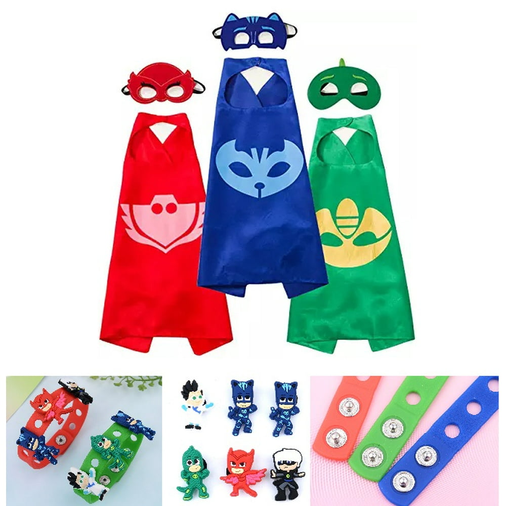 Party Pretend Dress Up for PJ Masks Costumes 3 Mask, 3 Capes and 3