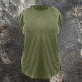 thumbnail image 3 of QASIEATN Trendy Essentials Clothing for Women: Delicate Sleeve T Shirt Casual Round Neck Loose Fit Summer Top Fall Fashion Outfits for Women, 3 of 4