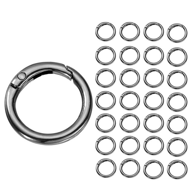 Uxcell 30 Pcs Trigger Spring O Rings, 0.8 Inch Round Snap Clip Small Welded Multi-Purpose Zinc Alloy Rings, Grey