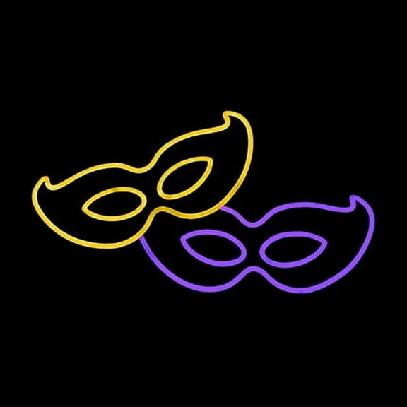 Brilliant Brand Lighting LED Neon Strip Light Mardi Gras Mask Decoration - Lighted Sign - Purple and Gold - 23.5 Inch