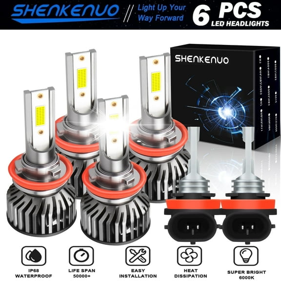For 2018-2022 Jeep Grand Cherokee Headlights H9 LED High Beam H11 Low Beam H11 LED Fog Light Bulbs,6pc