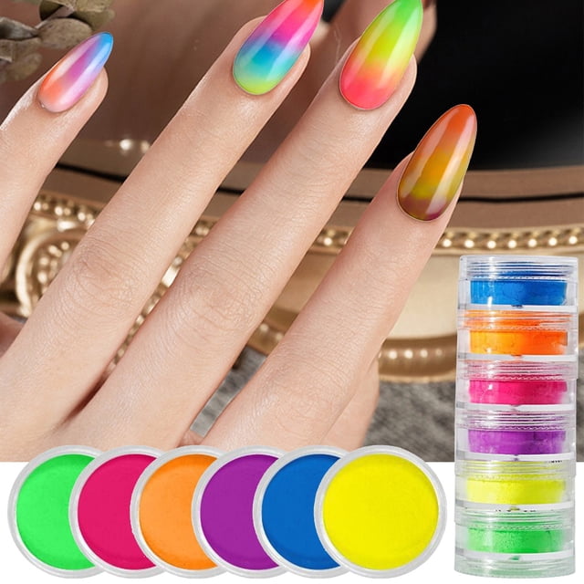 BECLOTH Solid Nail Powder Rainbow Color Nail Powder Multi MirrorPowder Nail Paint Glitter Fairy Dust Nail Decoration Pigment Nail Powder Color Glow Powder Glitter Pearl High Gloss Nail