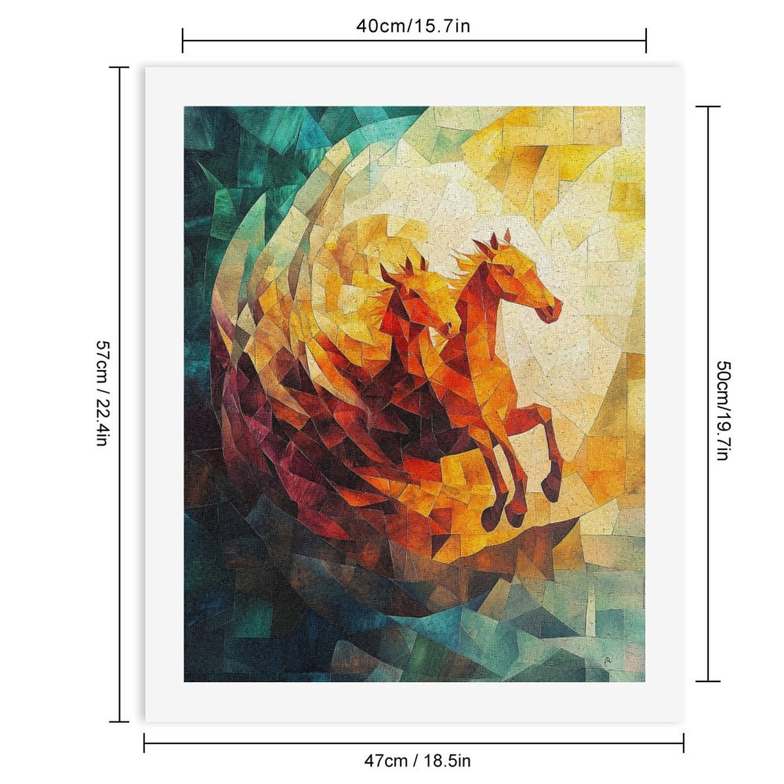 Paint By Numbers Kit for Adults Beginner - DIY Abstract Geometric Horse Art Canvas Painting Kits for Adults, Frameless Paint By Number for Adults for Home Wall Decor 16x20 Inch