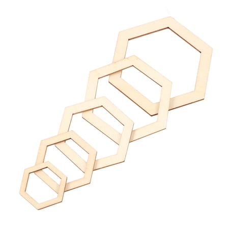 YAHHU 205 Pieces Hexagonal Unfinished Wooden Cutouts 5 Mixed Sizes (1.18 to 2.75 inches / 30 to 70 mm) Light Durable Odorless Blank Wood Pieces for Home Decoration DIY Crafting and Painting