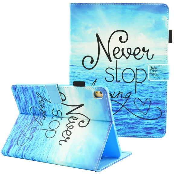 Allytech iPad 10.2 2020/2019 Case 8th/7th Generation, Slim Fit Multi Angle Viewing Stand Folio Flip Smart Shell Auto Sleep Wake Shockproof Cover for Apple iPad 10.2-inch Retina Display, Never Stop