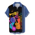 thumbnail image 1 of Men's Button Shirt 2024 Summer Fashion Casual Personality Musical Instrument Digital Short Sleeve-week, 1 of 4