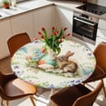 thumbnail image 3 of Easter Bunny Fitted Tablecloth with Elastic Edged, Round Table Cloth for Dining Table, Spring Floral Blossom Easter Eggs Watercolor Waterproof Oil Proof Table Cover for Indoor Outdoor 45"-54", 3 of 8