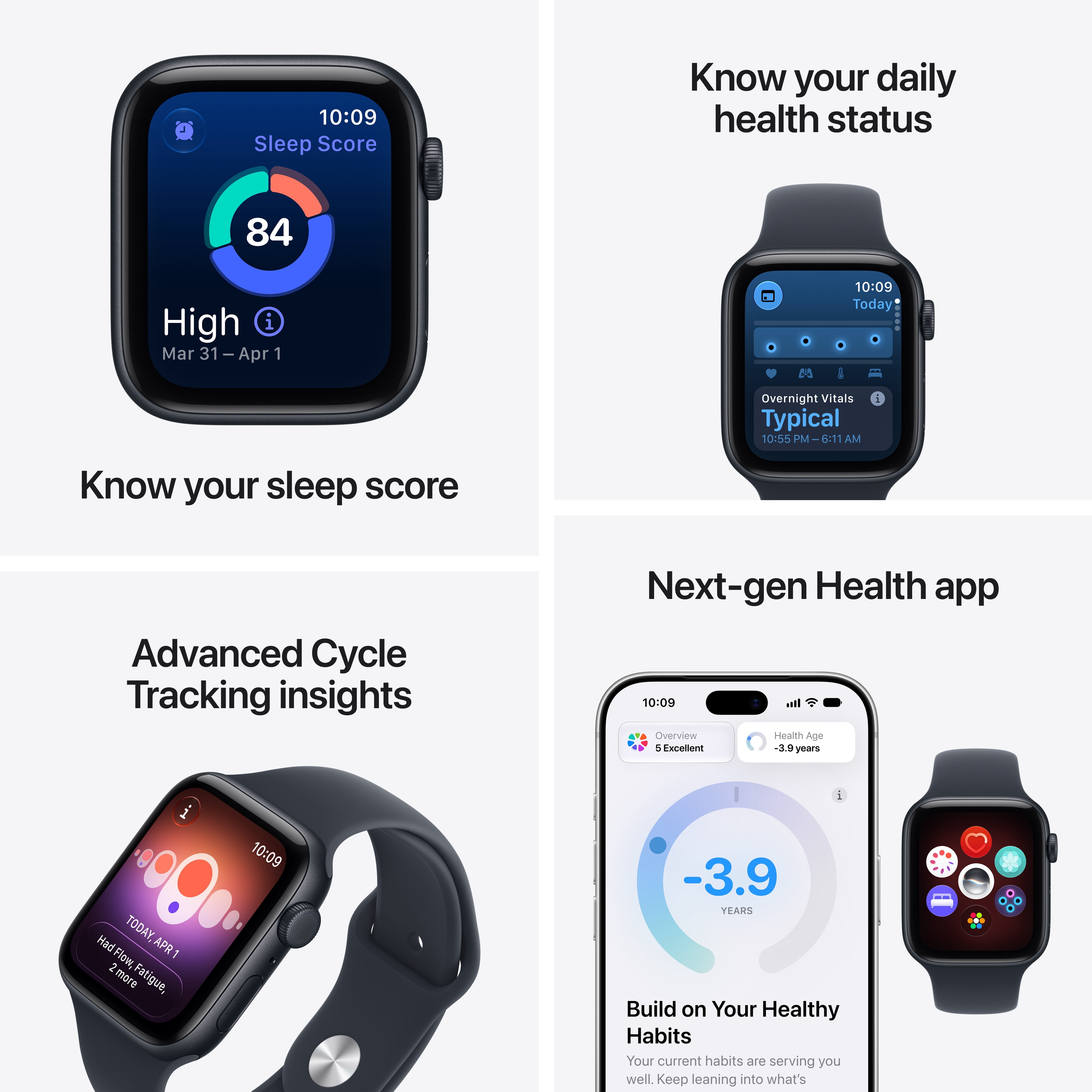 Apple Watch SE 3 [GPS + Cellular 44mm] Smartwatch with Midnight Aluminum Case with Navy Blue Sport Band - S/M