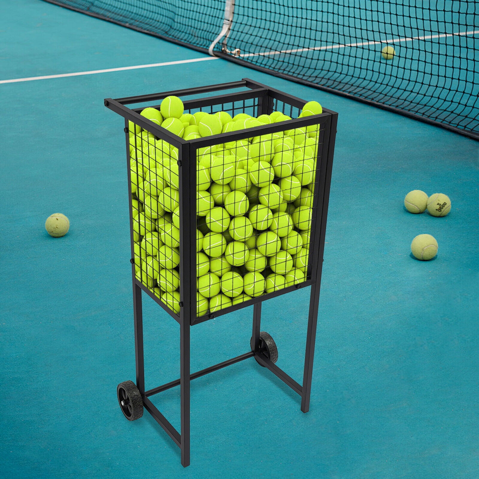 Miumaeov Professional Tennis Ball Cart Rolling Cart Storage Trolley For Pickleball Baseballs Organizer