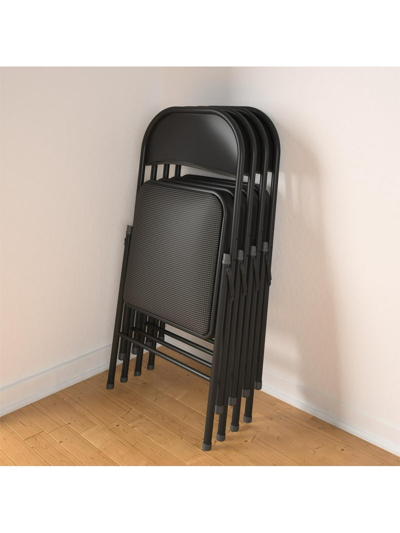 Mainstays Deluxe Fabric Padded Folding Chair Black, Indoor Outdoor