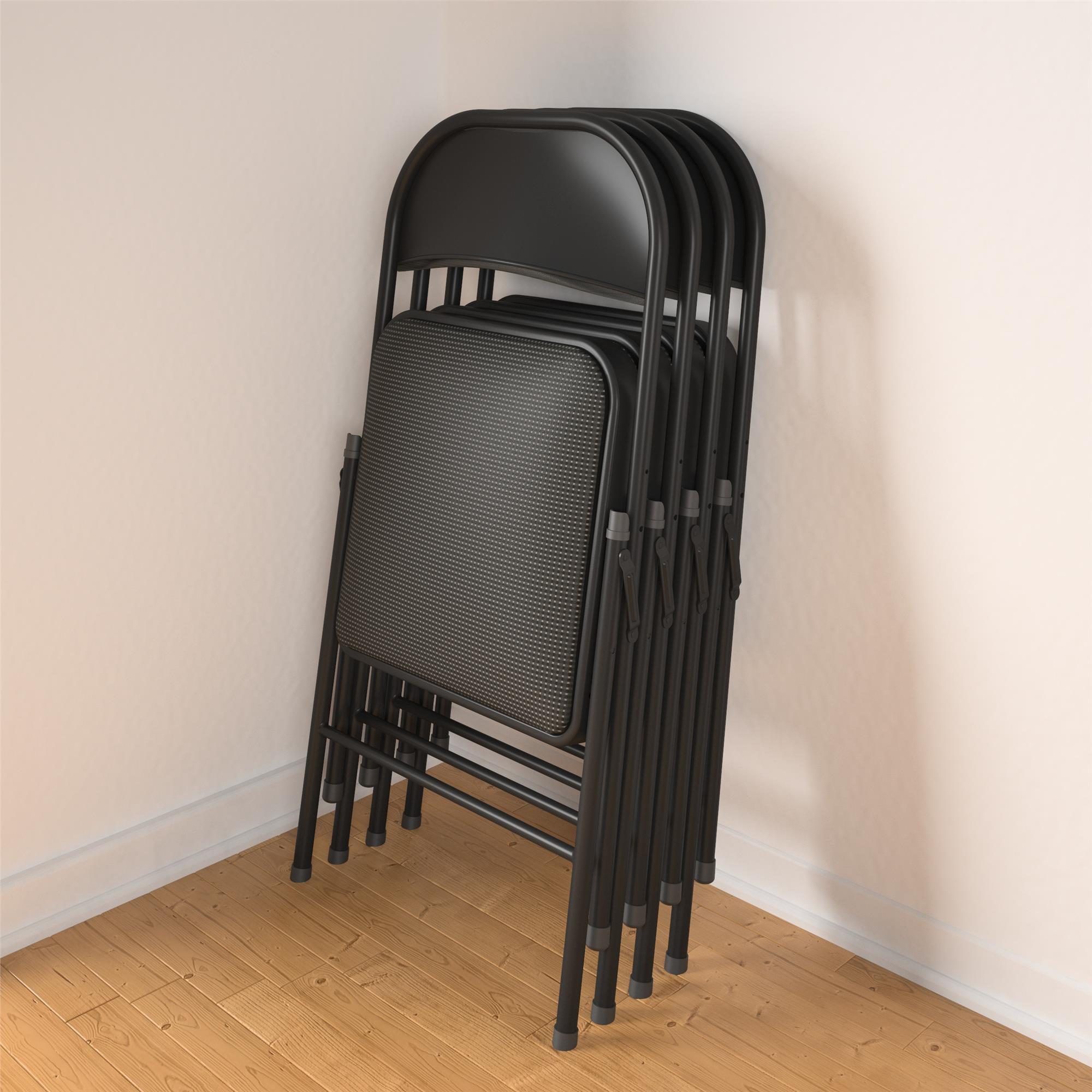 Mainstays Deluxe Padded Metal Folding Chair, Black photo 3