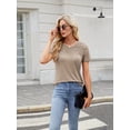 thumbnail image 6 of Womens Summer Tops Spring Shirts Trendy Vacation Outfits Short Sleeve Business Tshirts Fashion Casual Blouses Khaki XXL, 6 of 8