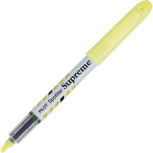 Pilot Spotliter Supreme Highlighters Chisel Marker Point Style - Fluorescent Yellow - White Barrel - 12 / Dozen