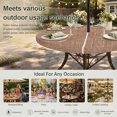 thumbnail image 6 of Round Outdoor Tablecloth with Umbrella Hole and Zipper, Brown Tablecloth with Elastic Waterproof, Farmhouse Vintage Brown Solid Color Modern Patio Table Covers for 55" - 60" Picnic Pool Tables, 6 of 9