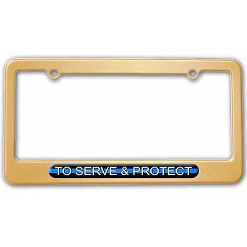 To Serve And Protect, Thin Blue Line Police License Plate Tag Frame, Multiple Colors