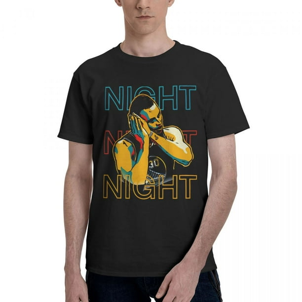 Camisetas para hombre y mujer, Steph Night Night Curry, informales, de algodón, de manga corta, con cuello redondo, estampadas