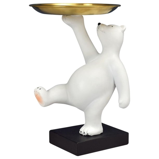 Figura de oso blanco, joyero, anillo, llavero, estatua decorativa de oso, adorno animal Oso polar
