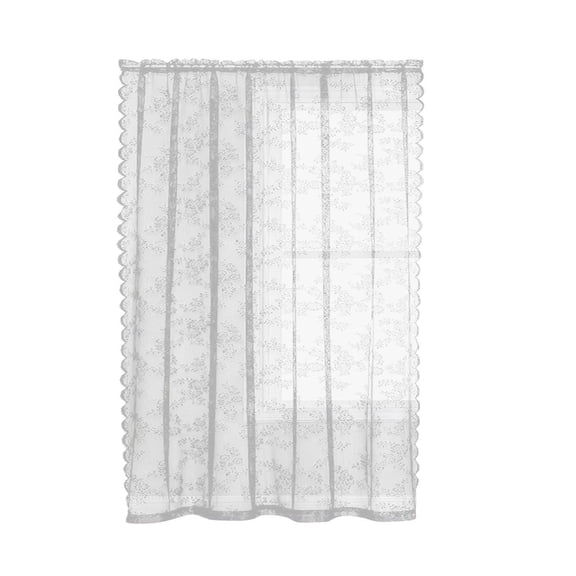 Vintage Floral Lace Curtains 1 Panel Light Filtering Sheer With Scalloped Edges Branch Pattern For Living Room Bedroom Sheer White Curtains (White, 96*55 In)