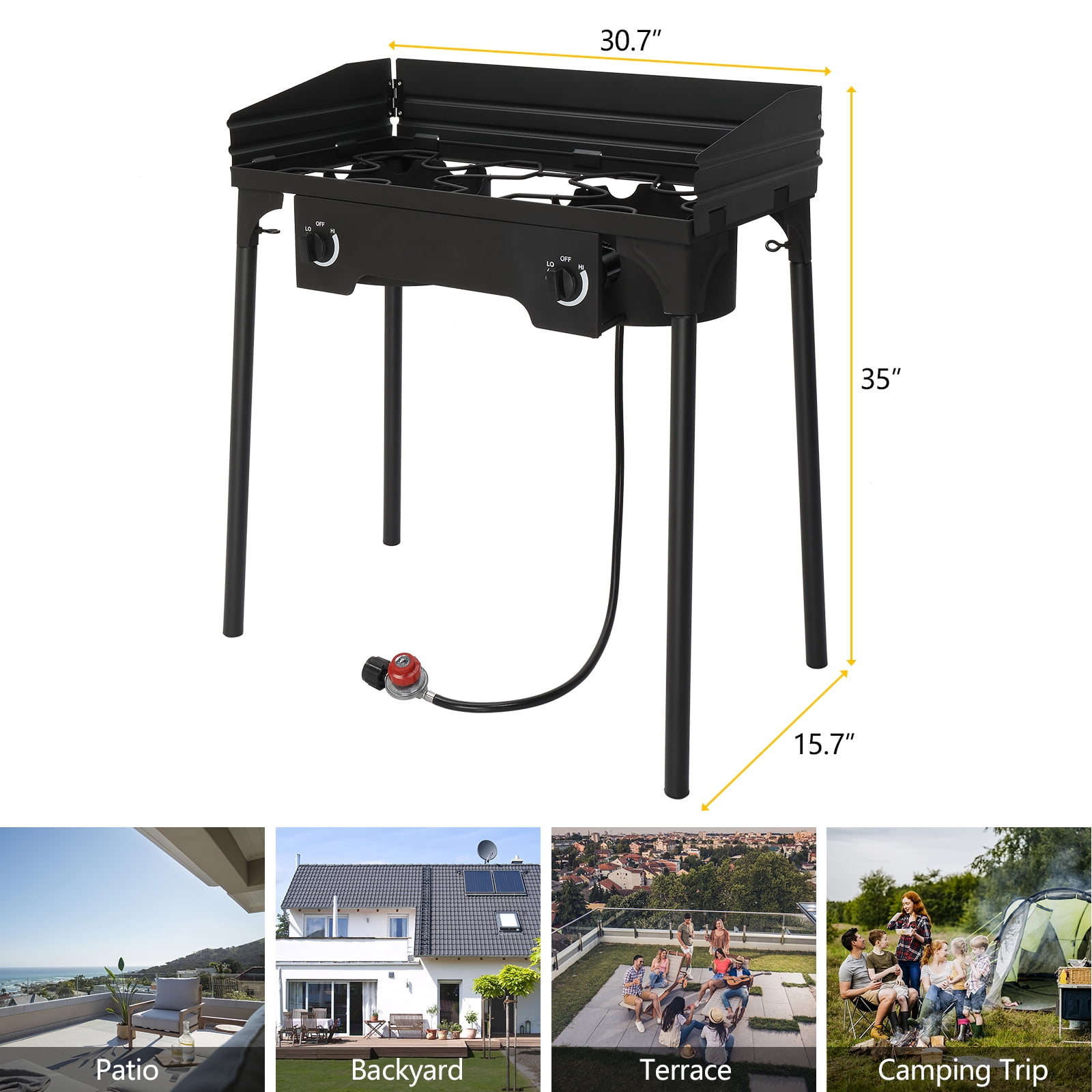 Zimtown Outdoor Stove Gas Cooker 2 Burner Camping Stove 150000 BTU Cooker