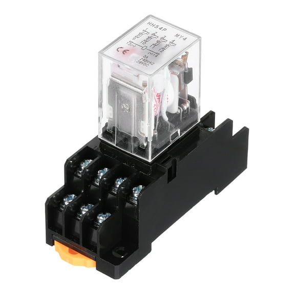 1Pcs AC 110V Electromagnetic Power Relay, 14-Pin 3A Power Coil Relay with LED Indicator and Socket Base DPDT 4NO 4NC - MY4NJ for Industrial, Home Appliances and DIN Rail System