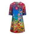 thumbnail image 4 of SMihono Robe d'Été Grande Taille pour Femmes 2023 Mode Robe Longue Décontractée à Manches Mi-Longues Col en V Imprimée, 4 of 5