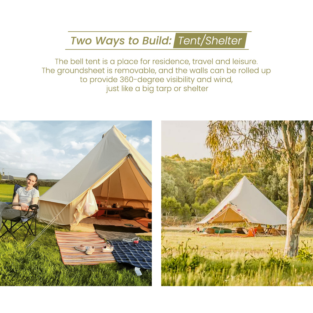 TOMOUNT Bell Tent for Glamping, 10ft Diameter, Windproof, Rainproof ...